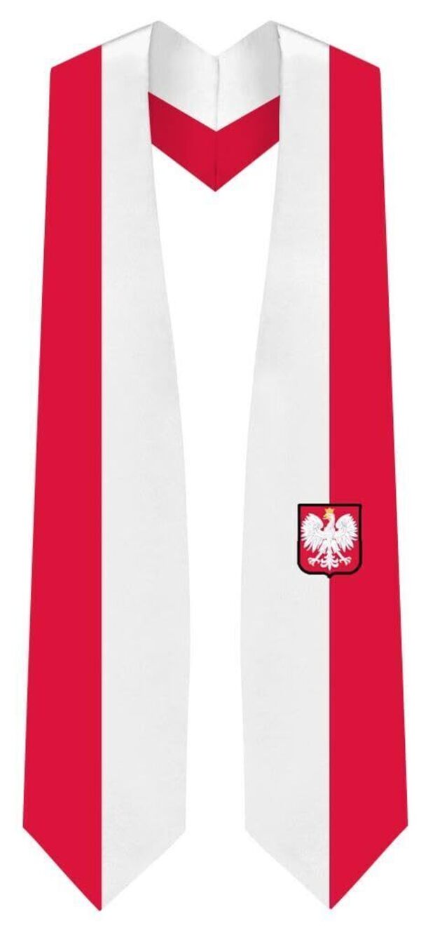 1106 Poland Flag Graduation Stole - Fits All Body Types - Polish Study